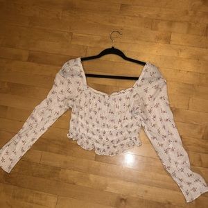 Urban Outfitters Ditsy Floral White Cropped Top